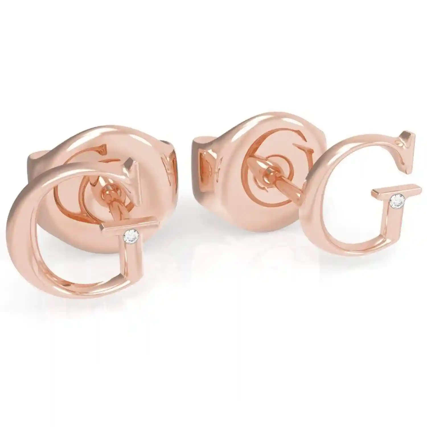 Guess G Letter Stud Earrings for Women – Stainless Steel Rose Gold Fashion Earrings
