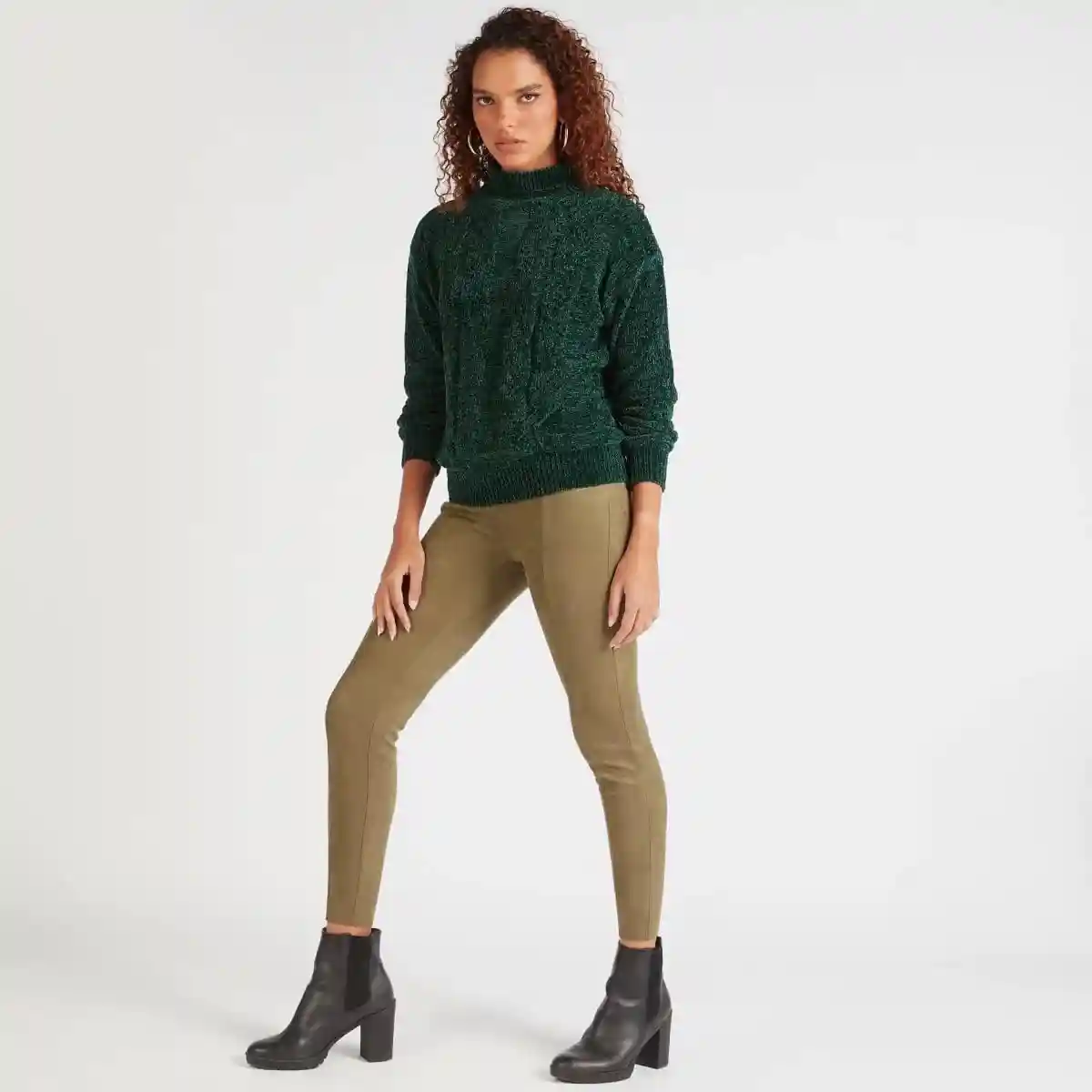 Splash Women’s Leggings, Olive Color Comfortable Stretch Athletic - Casual Wear
