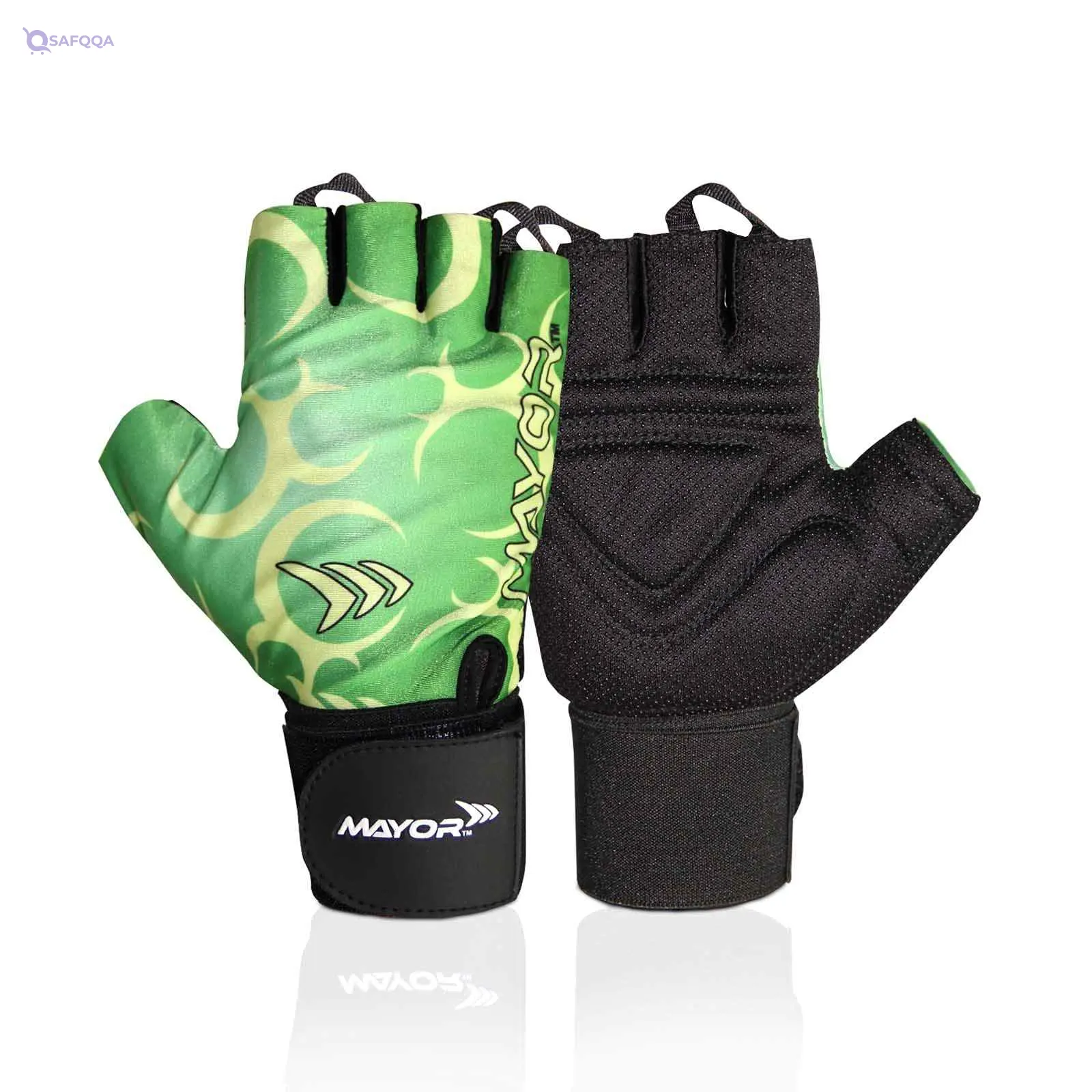 Mayor Gym Gloves with Wrist Support – Weight Lifting & Training Gloves for Men & Women (Green)