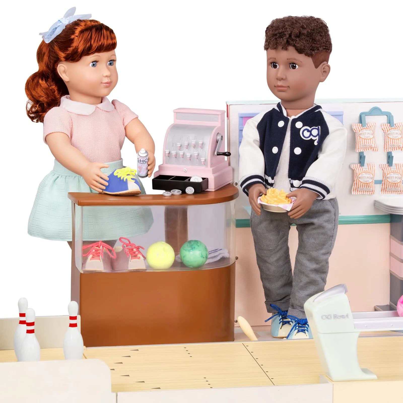 Our Generation 46cm Doll Bowling Alley Retro Play Set with Food Accessories