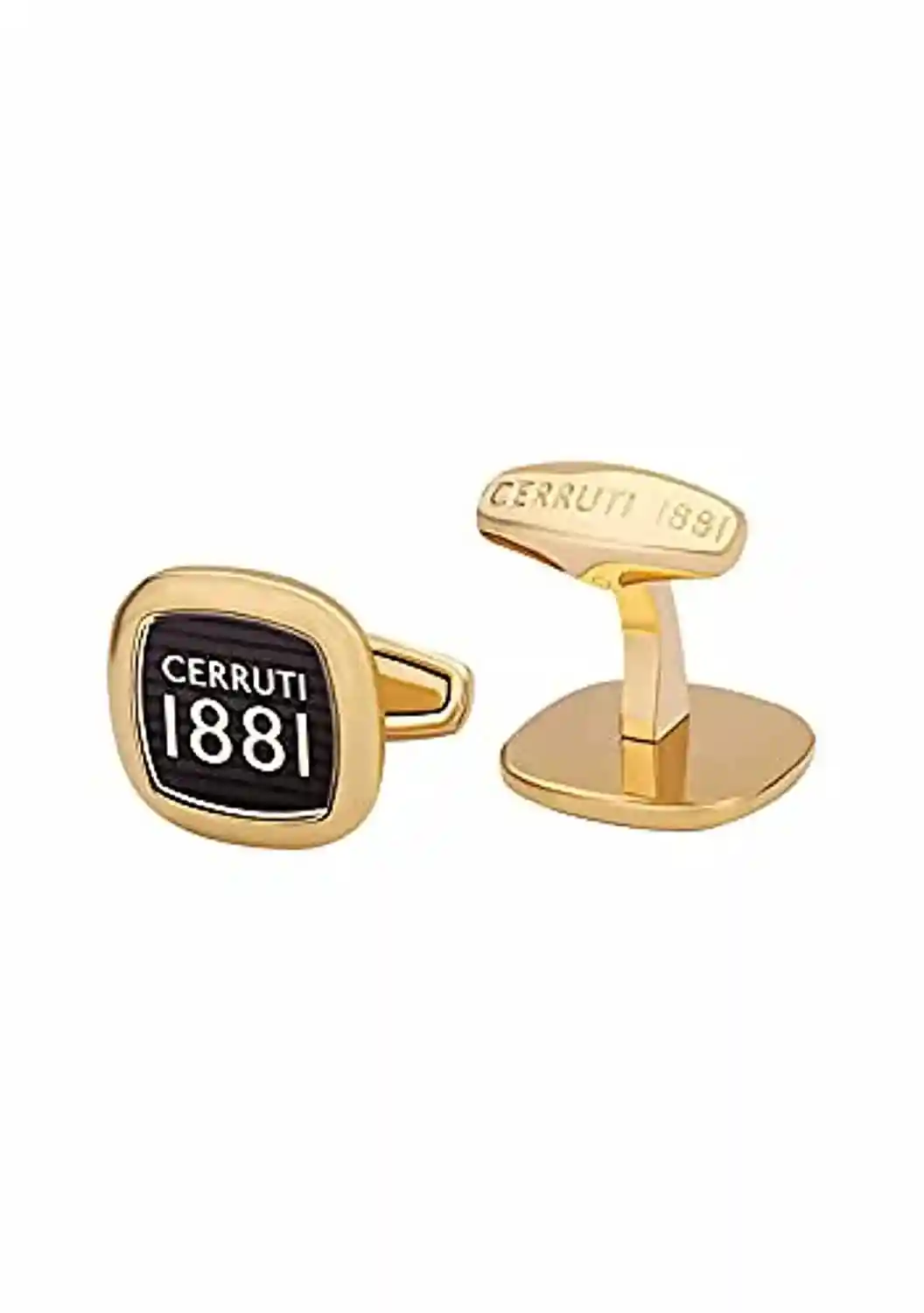 Cerruti 1881 Men Cufflinks Black Gold Plated Stainless Steel Formal