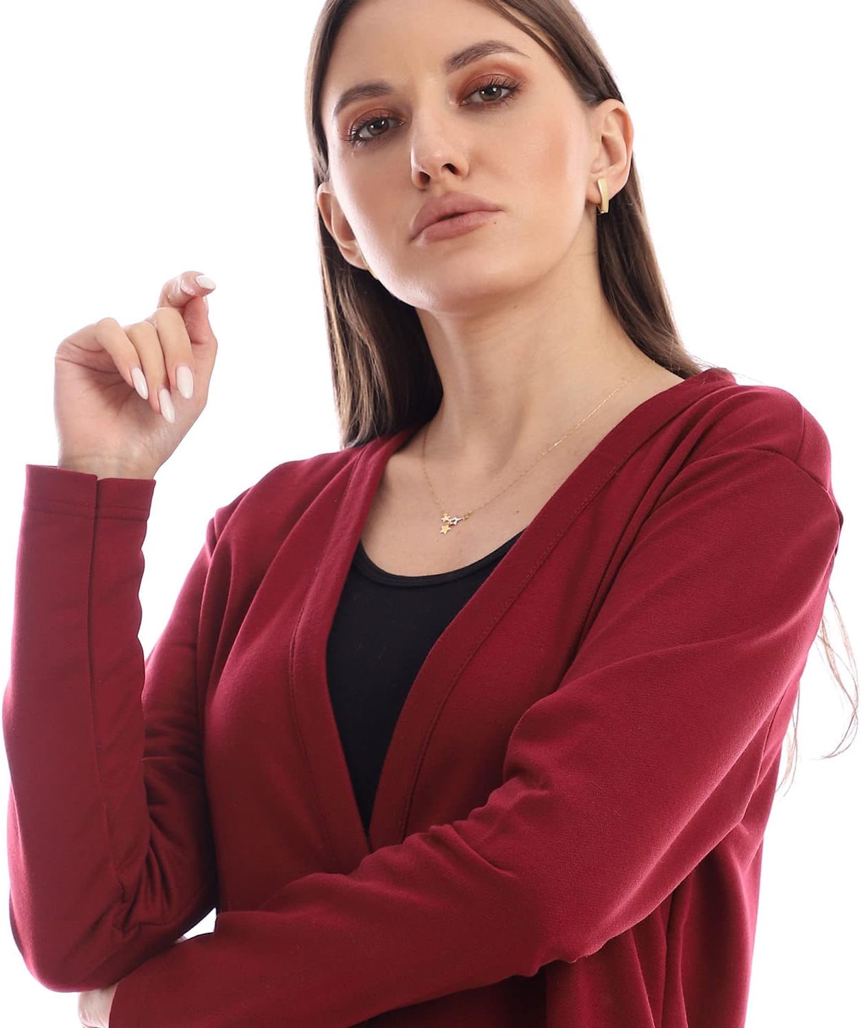 JAMILA Women Long Sleeve Soft Cardigan Elegant Casual Style
