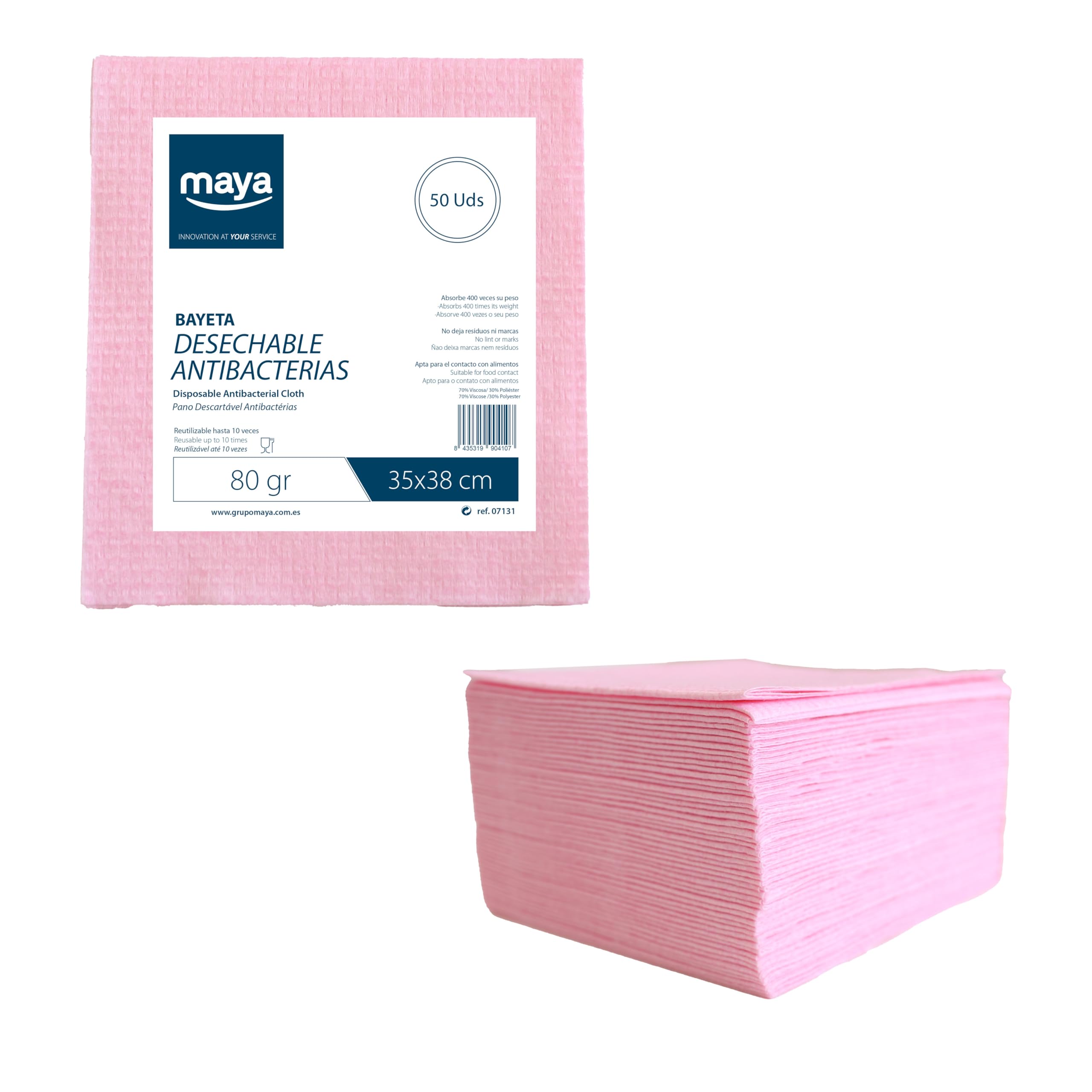 Maya Antibacterial Disposable Cloths Pack of 50 – Multi-Purpose Cleaning Wipes