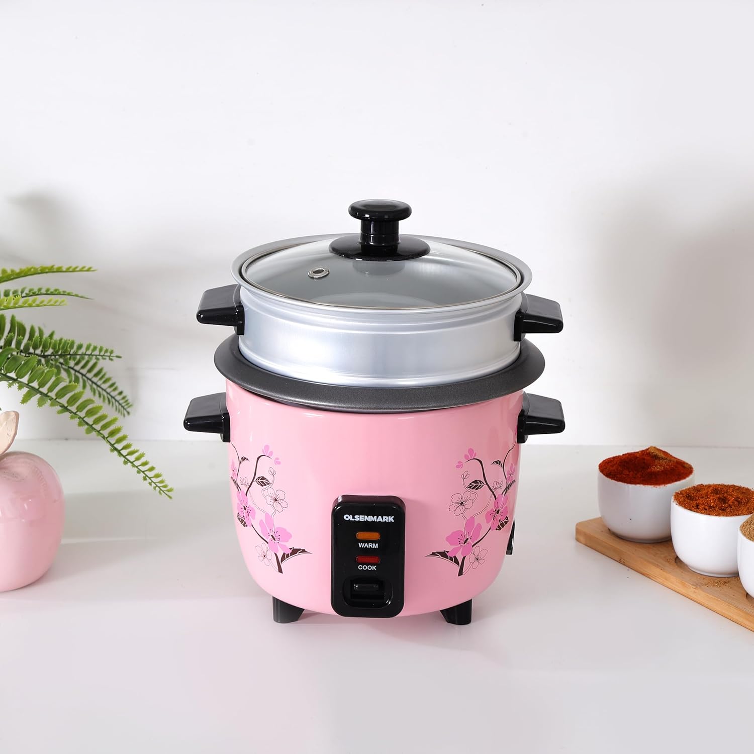 Olsenmark 0.6L Rice Cooker 3-in-1 Pink - Scratches