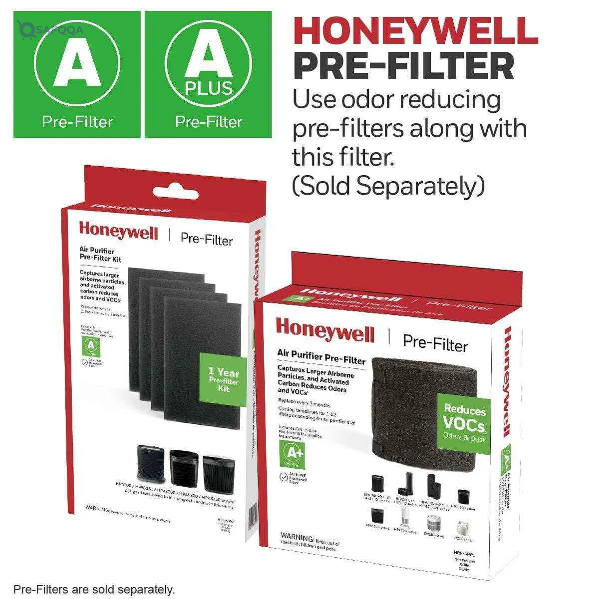 Honeywell Air Purifier Filter R, 3-Pack, Compatible with HPA 100/200/300 & 5000 Series, Allergen Air Filters for Dust, Pollen, Smoke & Pet Dander