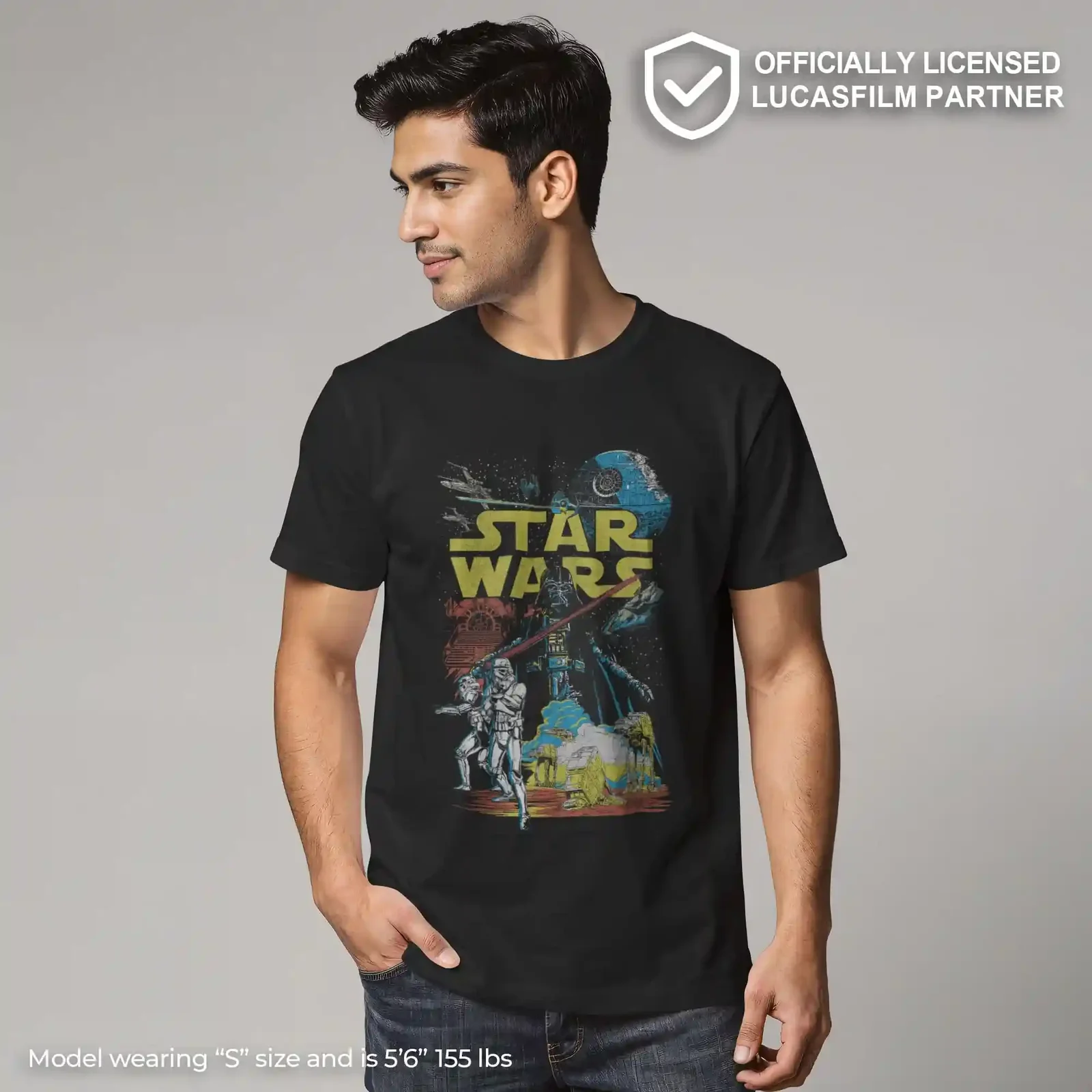 Star Wars Men T-Shirt Soft Breathable Black