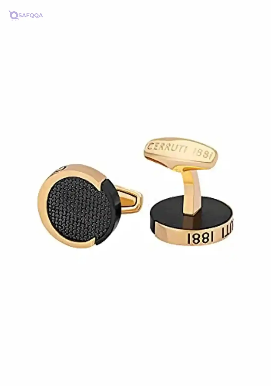 Cerruti 1881 Men Cufflinks Black Gold Plated Stainless Steel