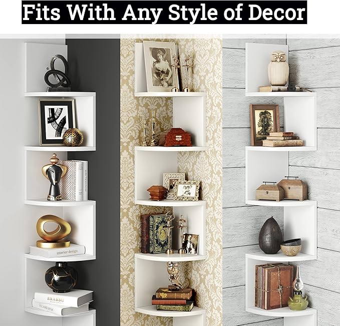Greenco 5-Tier Corner Floating Wall Shelf