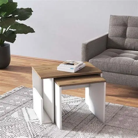 Wood Workers Modern Rectangle Nesting Tables – Set of 3 (S/M/L) for Home & Office