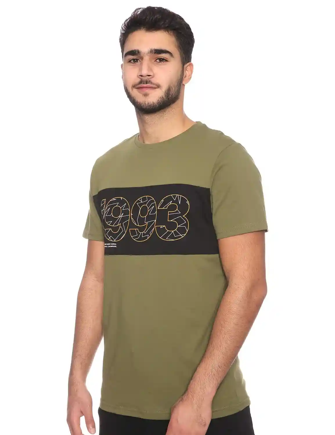 Splash Men’s Cotton Contrast Panel Letter Print Slim-Fit T-Shirt
