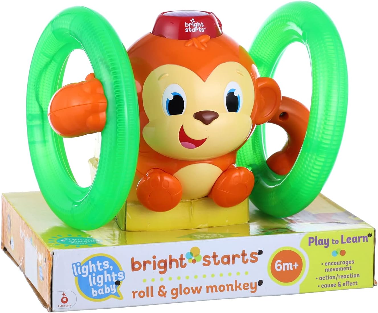 Bright Starts Roll and Glow Monkey Interactive Baby Toy