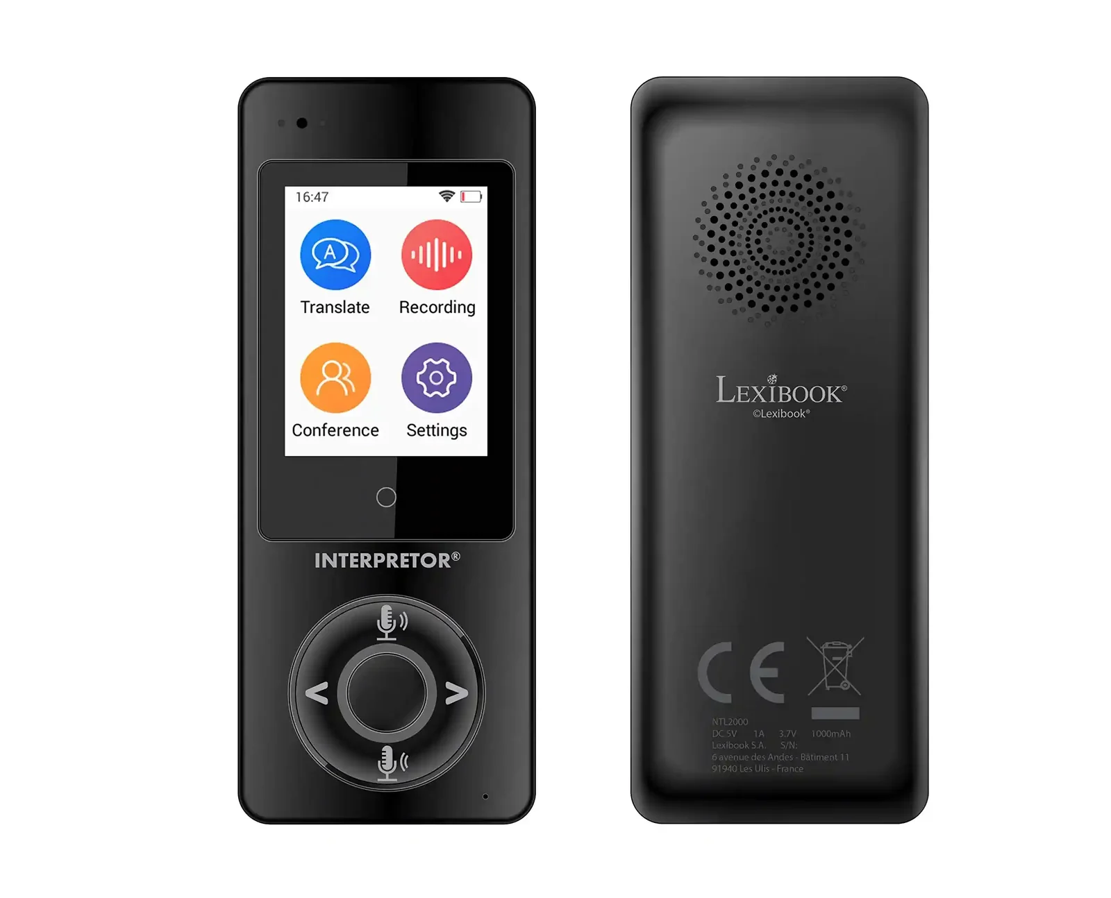 Lexibook Instant Talking Translator – 75 Languages, Touch Screen, Bluetooth & WiFi, Group Chat, Black NTL2000