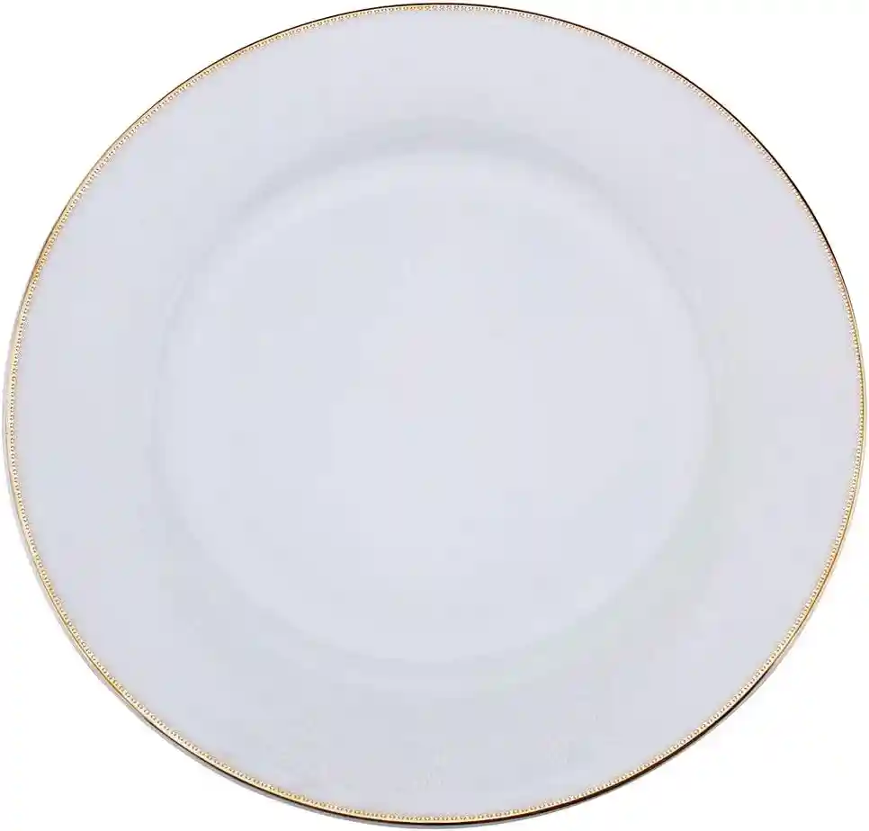 Shallow Porcelain Dinner Plate 27cm Gold Rim Shallow Elegant Serving Plate