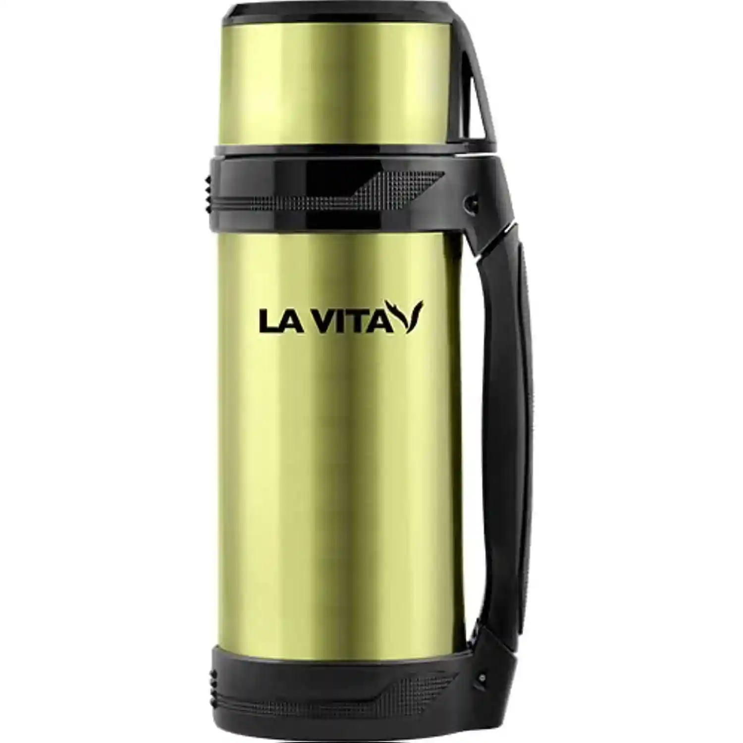 La Vita Stainless Steel Thermos 1L with Handle & Carry Strap, Insulated Flask for Hot & Cold Drinks