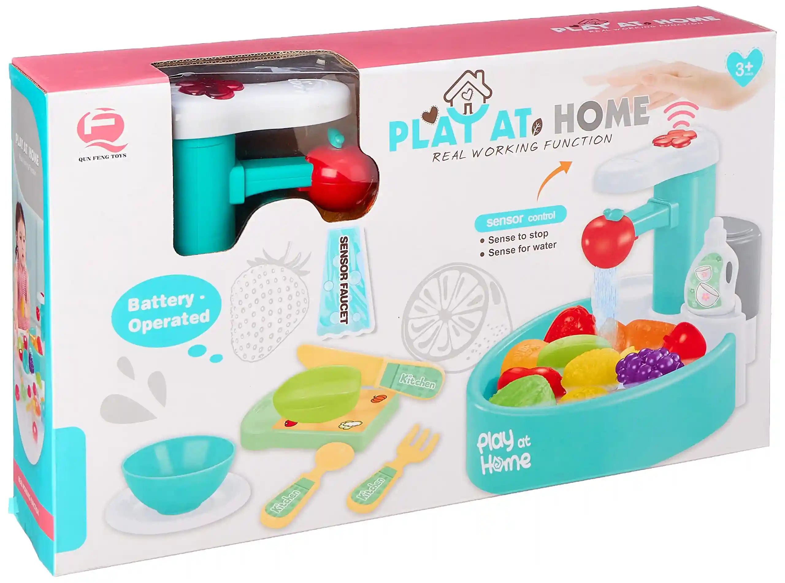 CAROL Kitchen Sink Playset with Toy Fruits for Kids