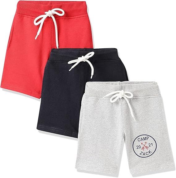 T2F Boys Cotton Shorts Pack of 3 Multi Color