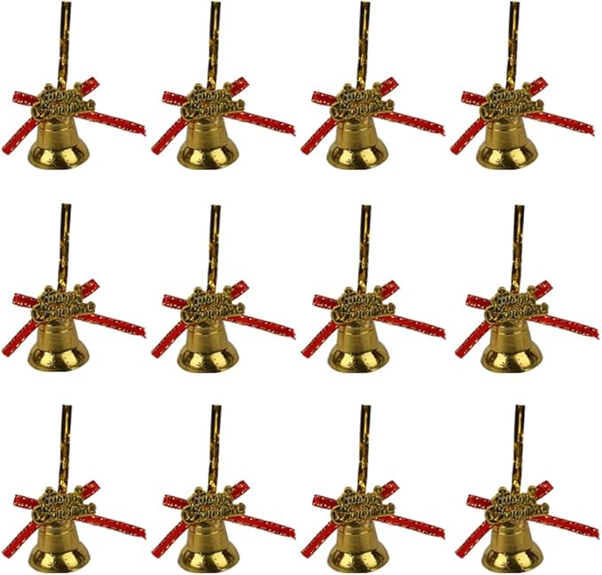 Christmas Bell Shaped Tree Decoration Set 12 Pieces Festive Hanging Ornaments
