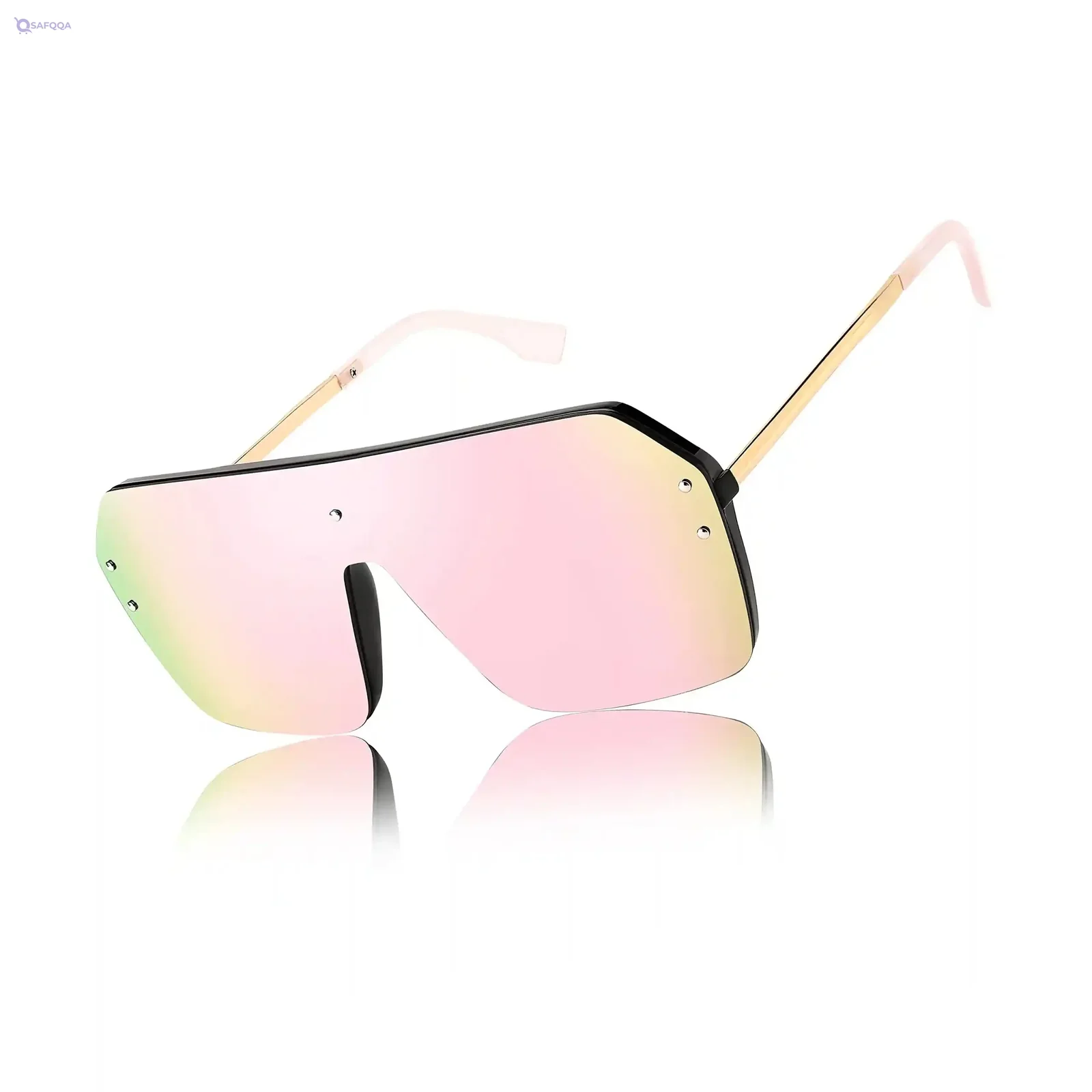 FEISEDY Classic Rimless One-Piece Sunglasses – Retro Stylish Design for Women (Pink)