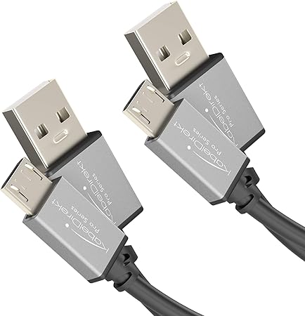 KabelDirekt PRO Series 1m Micro USB 2.0 Charging & Data Cable – Pack of 2