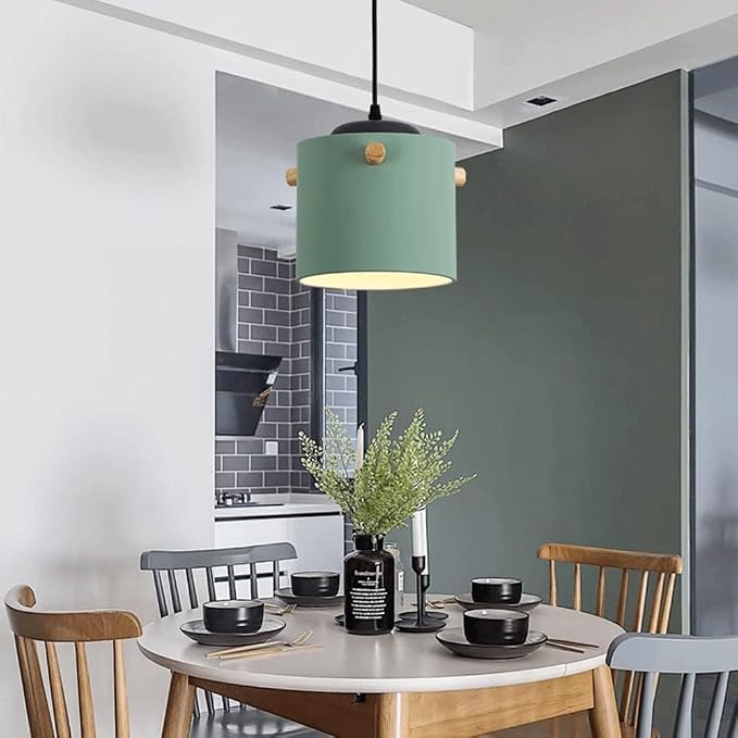 Metal Ceiling Light Chandelier – Macaron Color Pendant Lamp, Cylindrical Design (Danish Industrial Style)