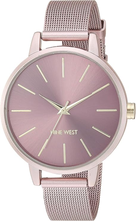 Nine West Women Mesh Bracelet Watch Pink Analog Elegant Design