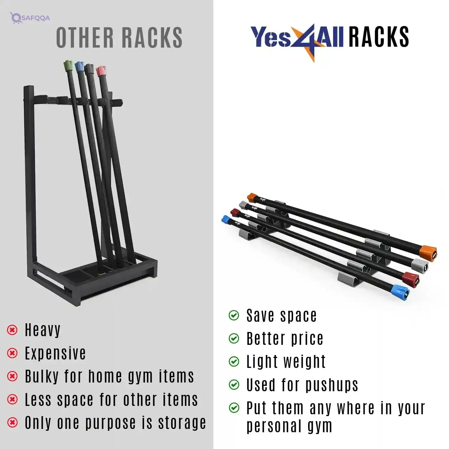 Yes4All Weighted Workout Bar, Exercise & Strength Training Bar for Yoga, Aerobics and Physical Therapy