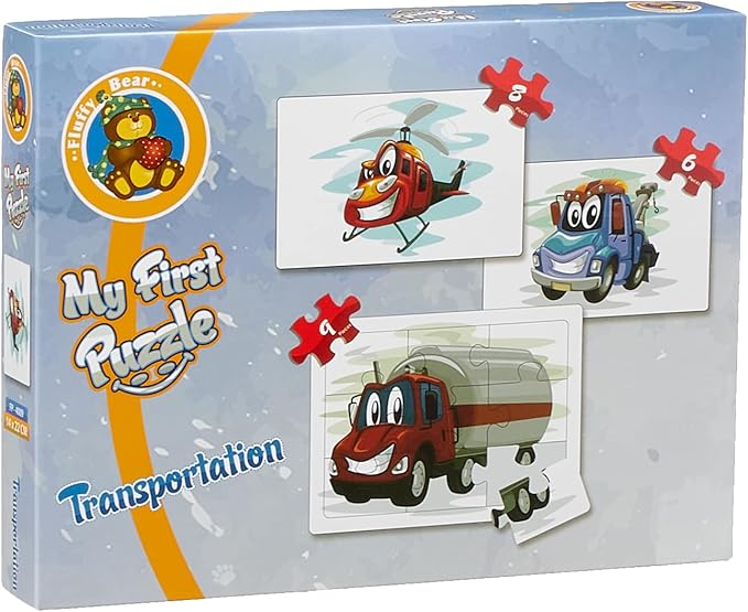 Fluffy Bear 3 in 1 Vehicles Shaped Puzzle for Kids