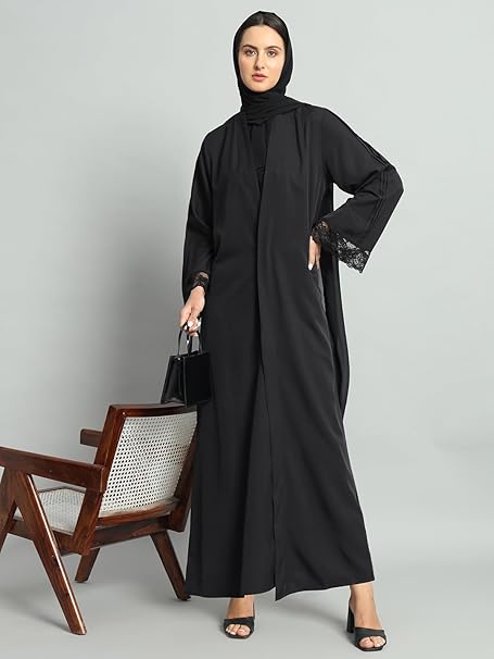 Styleville.in Women Abaya with Hijab Black