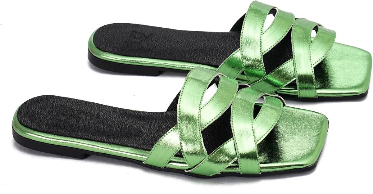 TGS Women’s Double Loop Flat Slippers Comfortable Slip On Slippers