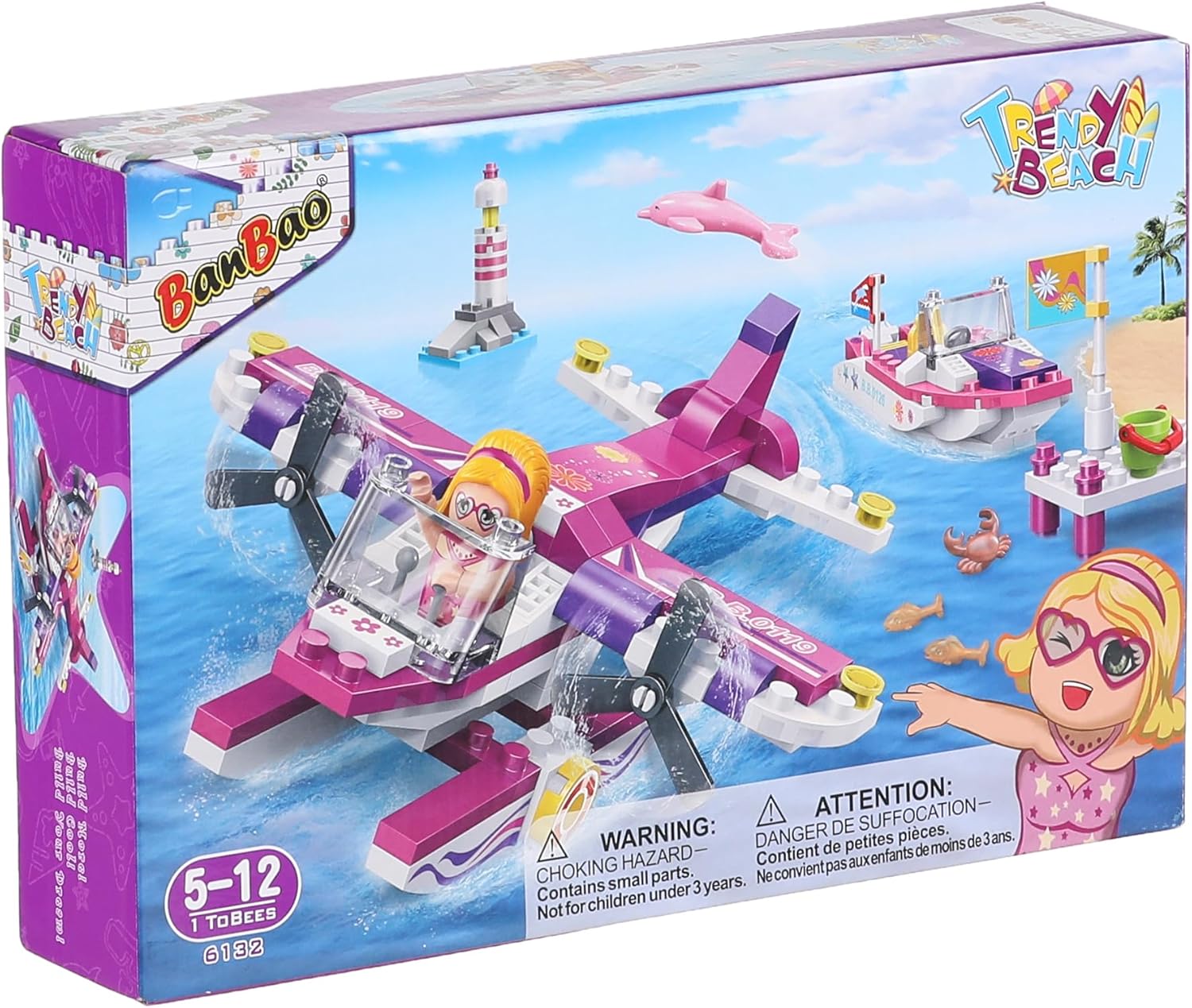 BanBao 6132 Modern Seaplane Building Set for Beach Fun