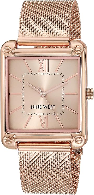 Nine West Women Mesh Bracelet Watch Rose Gold Quartz