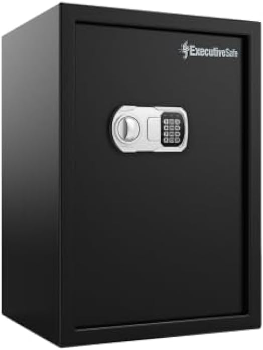 CS-563 Security Safe Box with Key Lock & Digital Keypad – Black