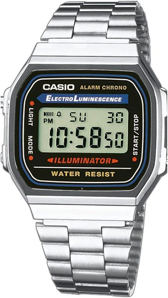 Casio Women Digital Watch A168WA Silver Stainless Steel