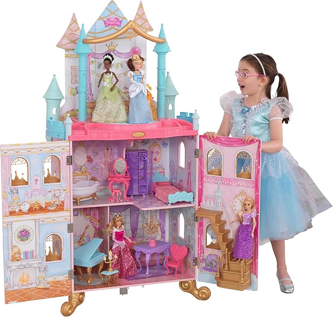 KidKraft Disney Princess Dance & Dream Castle Wooden Dollhouse with Music and Moving Dance Floo
