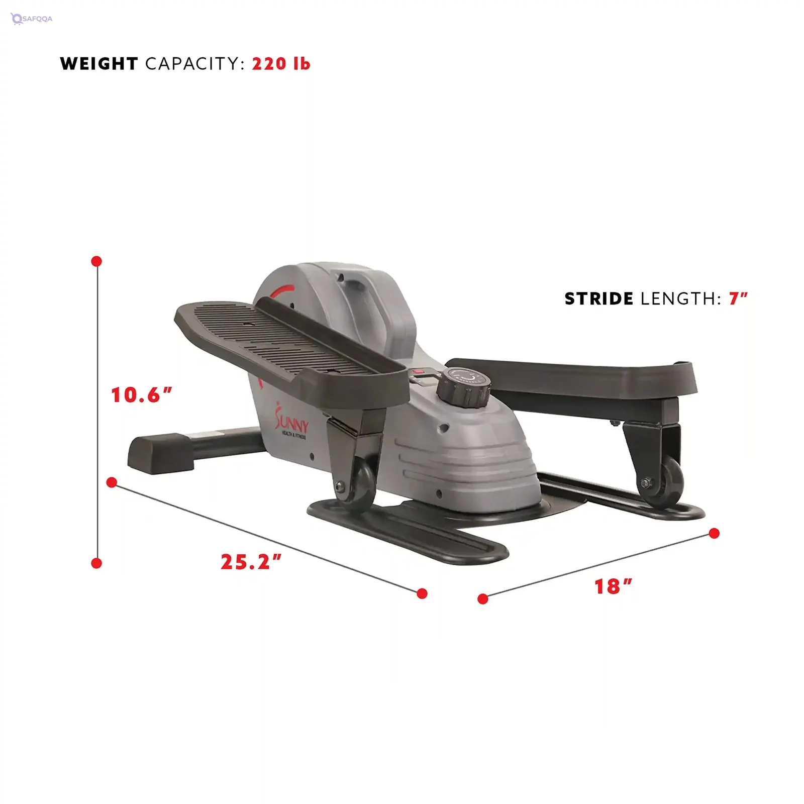 Sunny Health & Fitness Portable Magnetic Under Desk Elliptical Machine – Grey