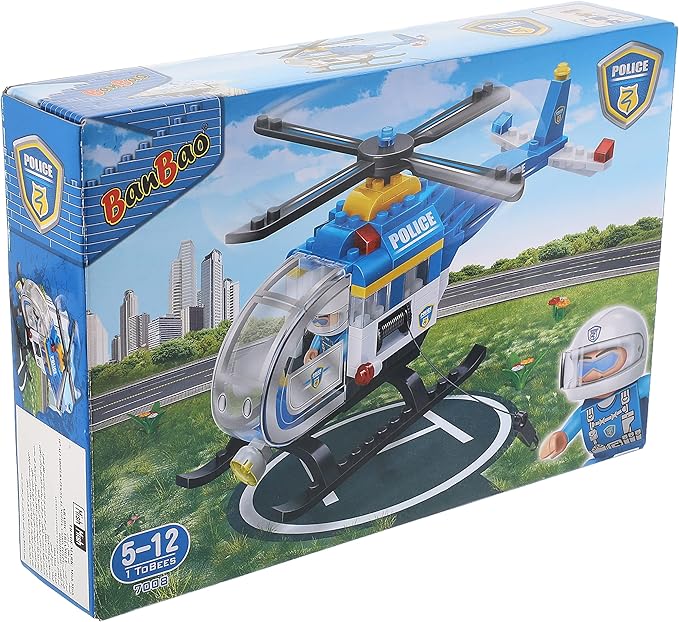 BanBao Police Helicopter Building Blocks Toy for Kids