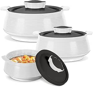 MILTON Insulated Stainless Steel Casserole Set of 3 White - With Scratches