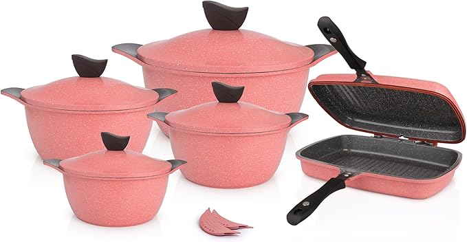 Master Granite Cookware Set 12 Pieces Wave Pink Non-Stick