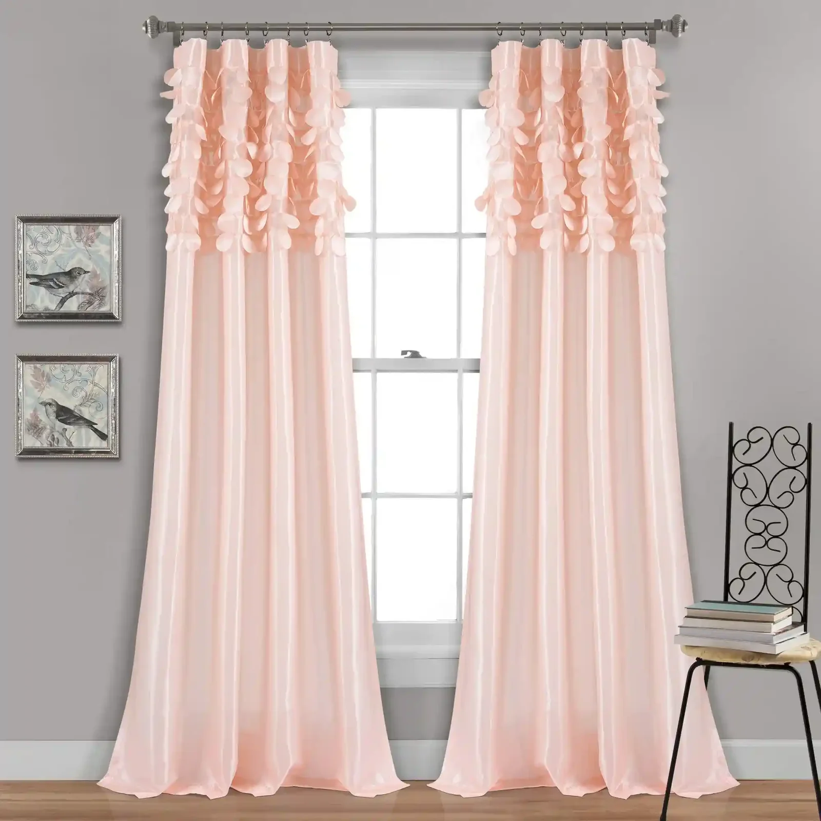 Lush Decor Window Curtain Panel Set – 2 Panels, 54"W x 84"L, Blush, Living Room & Bedroom Drapes