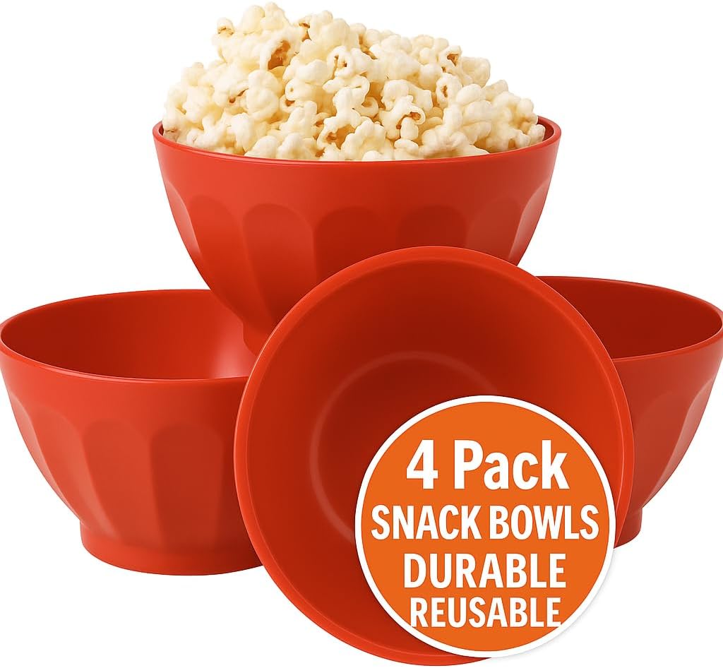Mintra Colorful Unbreakable Plastic Bowl Set – 4 Pieces, Large BPA-Free Shatterproof Serving Bowls