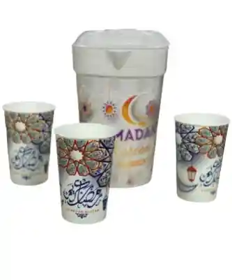 Generic Ramadan Pitcher with 3 Cups  Elegant Serving Set for Drinks & Gatherings