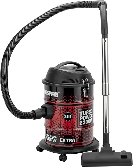 Geepas 2300W Vacuum Cleaner 21L Dust Bag Capacity – Anti-Rust Metallic Body, Blower Function (Small Scratches + Damaged Box)