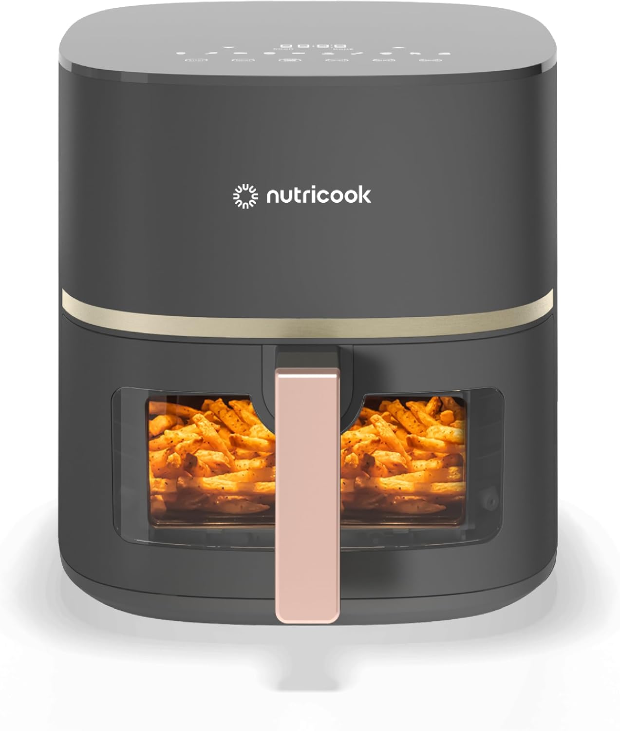 Nutricook 10-in-1 Digital Air Fryer 5.2L Clear Window 1500W Rose Gold
