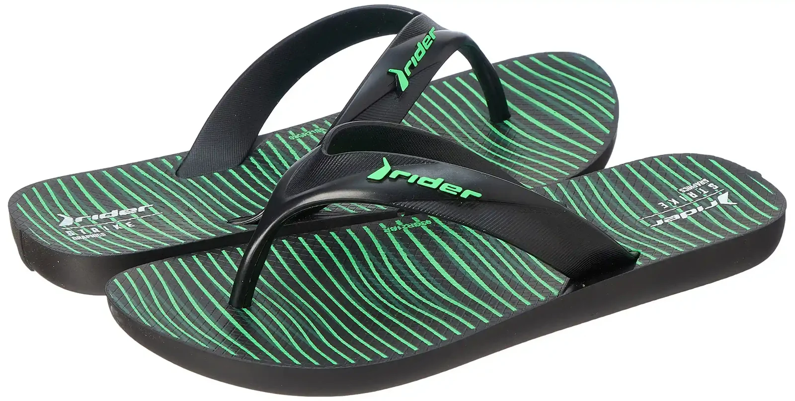 Rider Boys’ Beach Slippers – Lightweight Comfortable Black & Green