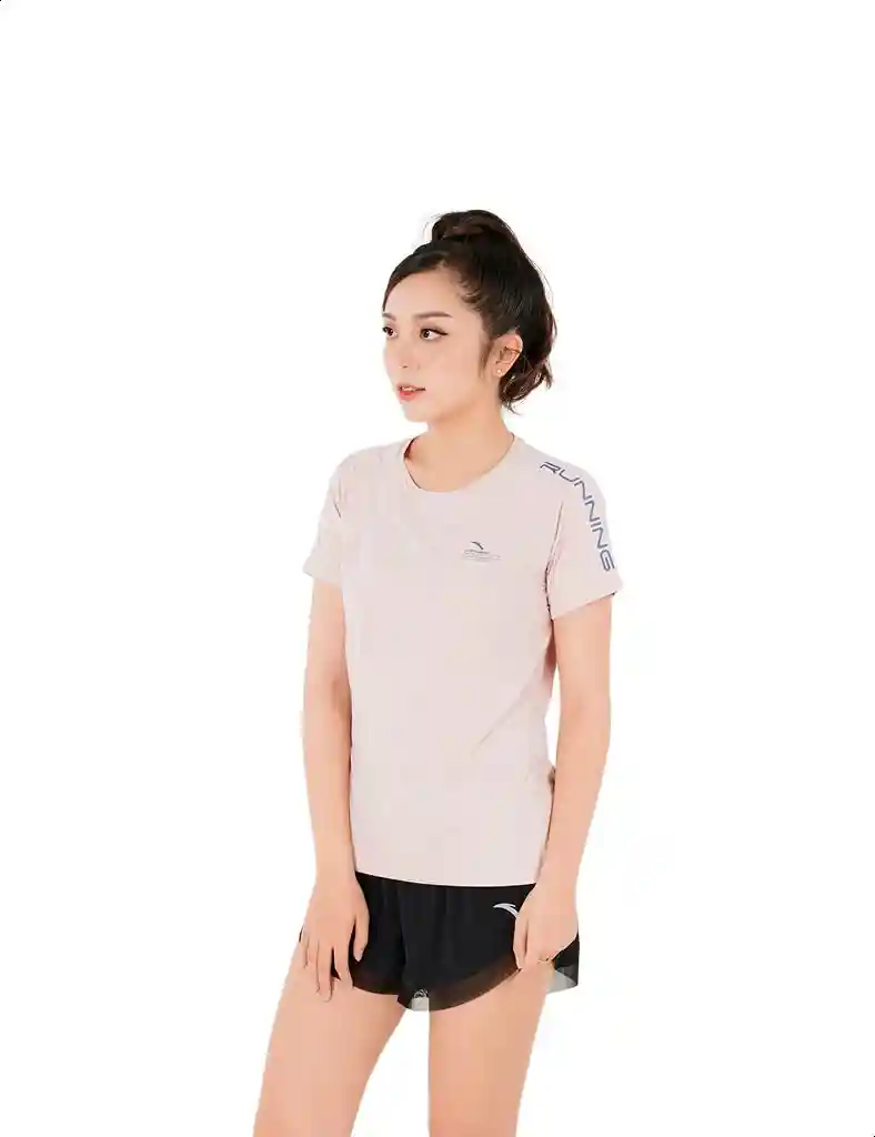 Anta Women’s Sports T-Shirt, Short Sleeve Athletic Training Tee, Pink