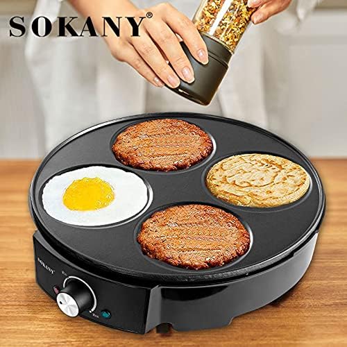 Sokany 4-Hole Electric Pancake and Egg Maker – Compact Breakfast Cooking Machine 1200w