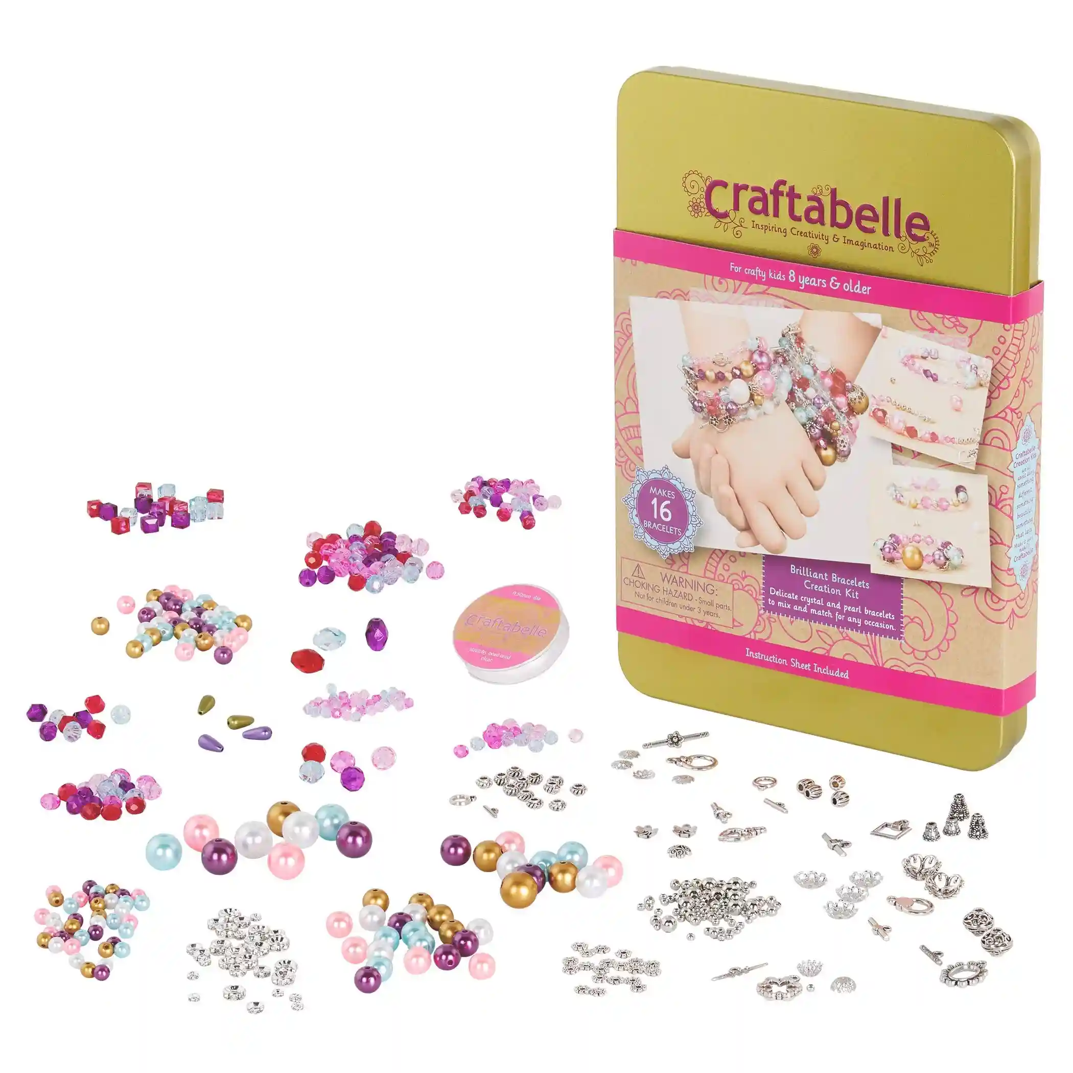 Kids Bracelet Making Kit 492 Pieces – Crystal & Pearl Beads Jewelry Craft Set