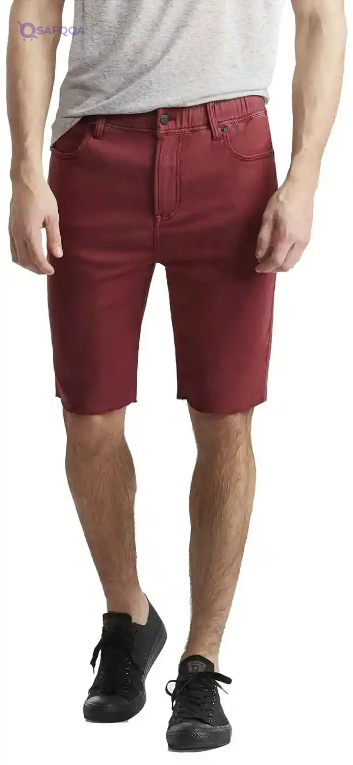 Aeropostale Men’s Elastic Waist Raw Hem Flat Front Shorts