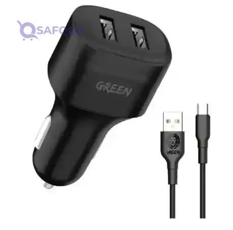 Generic Dual Port Car Charger 12W with Type-C Cable 1.2M Black