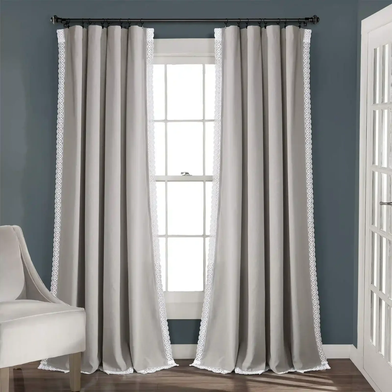 Lush Decor Light Filtering Window Curtain Panel Set Pair 54 x 84 Inch Light Gray